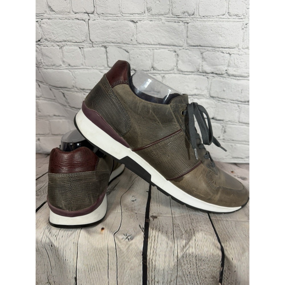 Bruno Magli Beta Shoes Mens 11 Brown Leather Lace Up Low Top Sneakers Casual